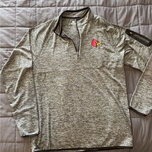 Textured Gray Pullover with Zipper Pocket